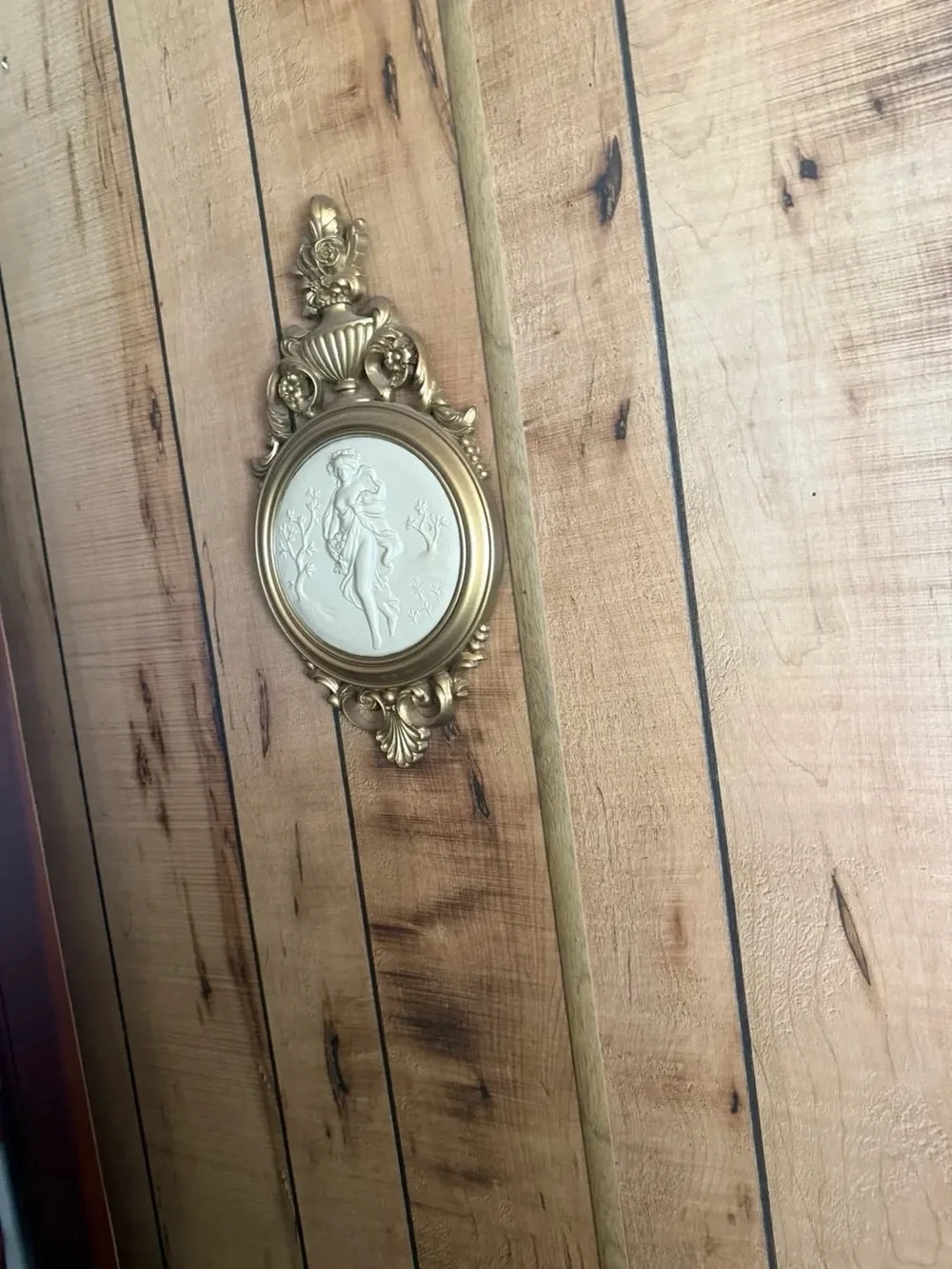 Ornate Gold Resin Wall Plaque with Classical Relief
